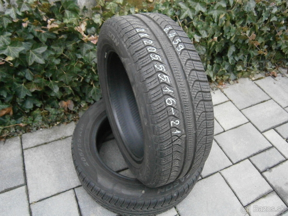 Predám 2x celoročné pneu Pirelli 205/55 R16 91VXL