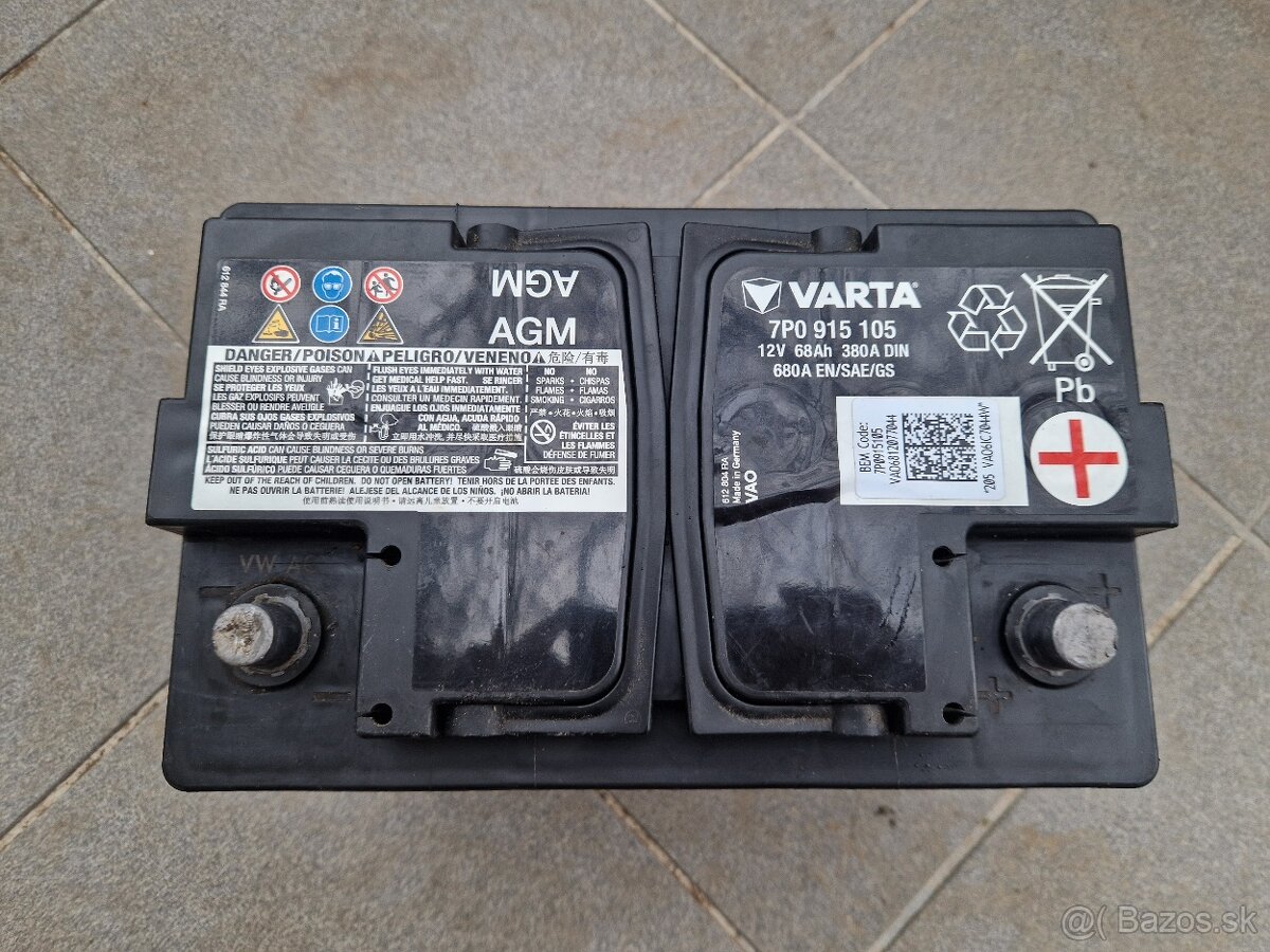 Varta VW AGM 12V 68Ah 380A DIN 680A