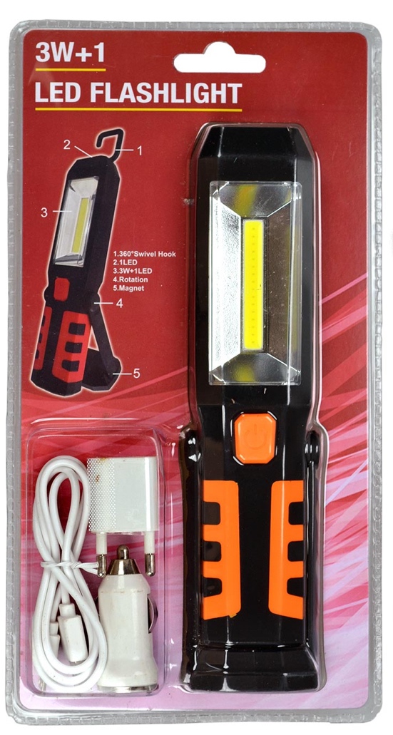 Led montážna lampa nabíjateľna 3w s powerbankou