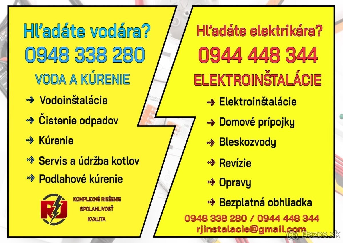 Elektrikár / Vodár / Kurenár PREŠOV