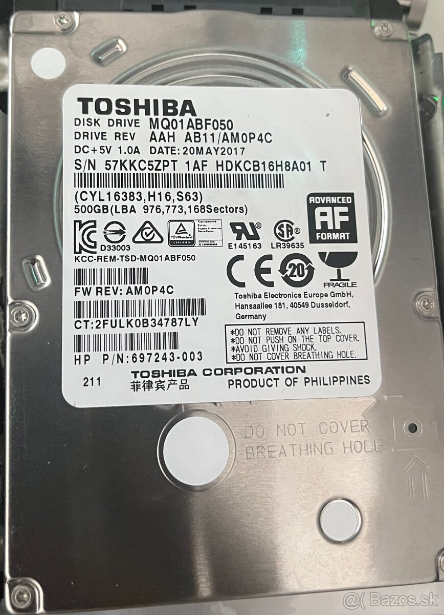 interný disk Toshiba 2,5 - 500 GB