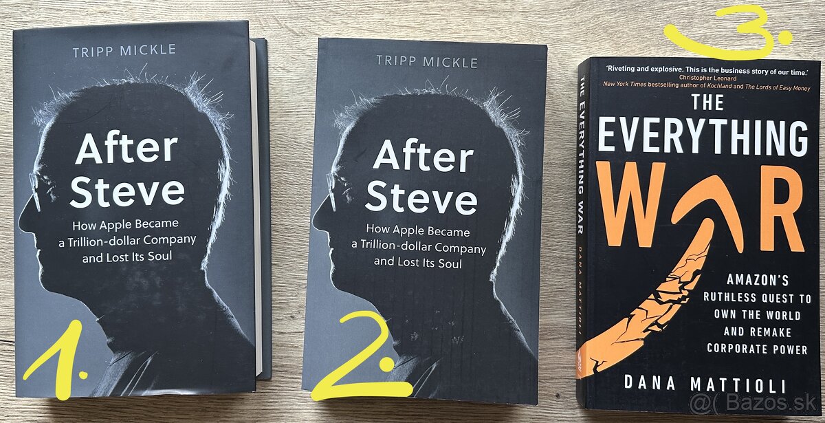 "NOVÉ"3 ANGLICKÉ knihy-AMAZON a STEVE JOBS kus/10-15EUR