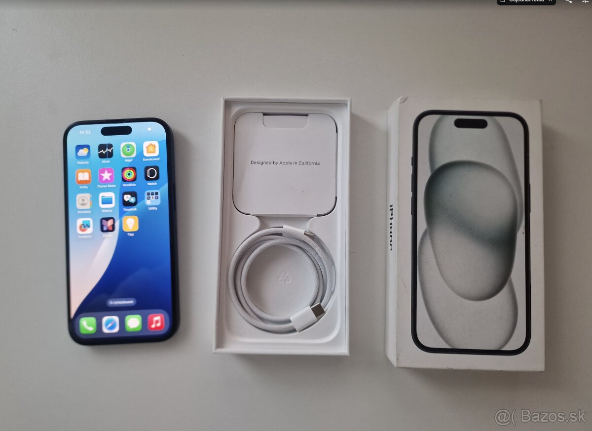 Apple Iphone 15 128GB, v zaruke, cierna farba