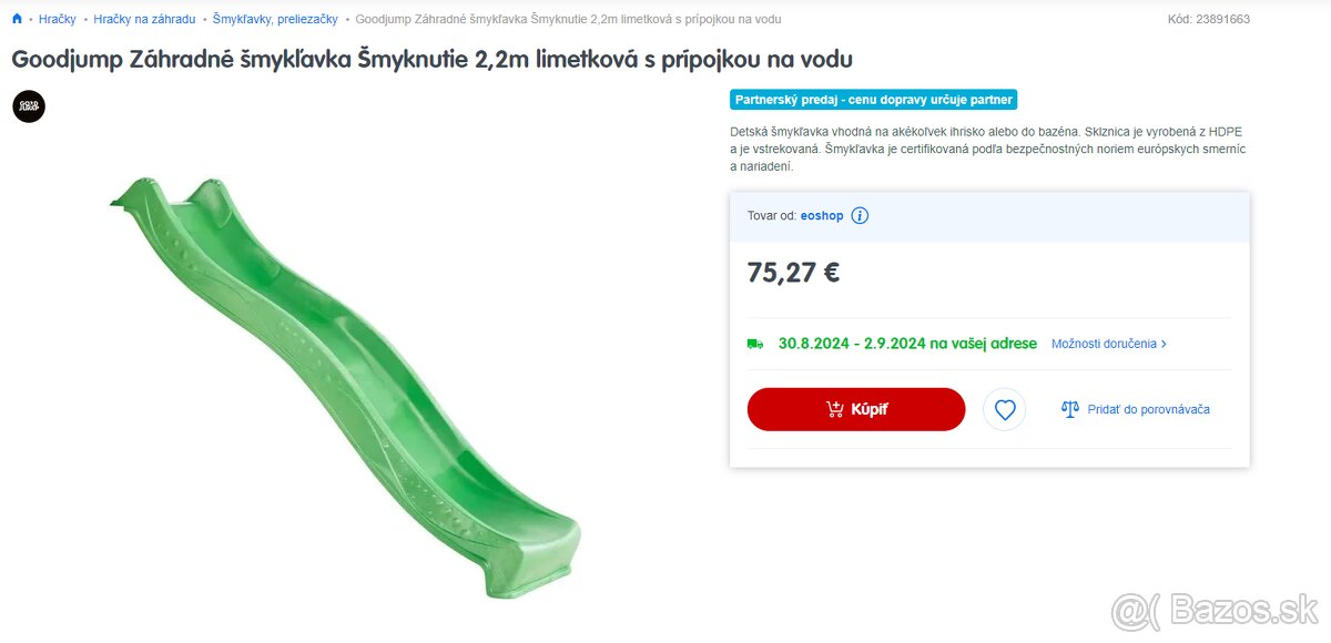 Šmykľavka. Šmykalka 2m