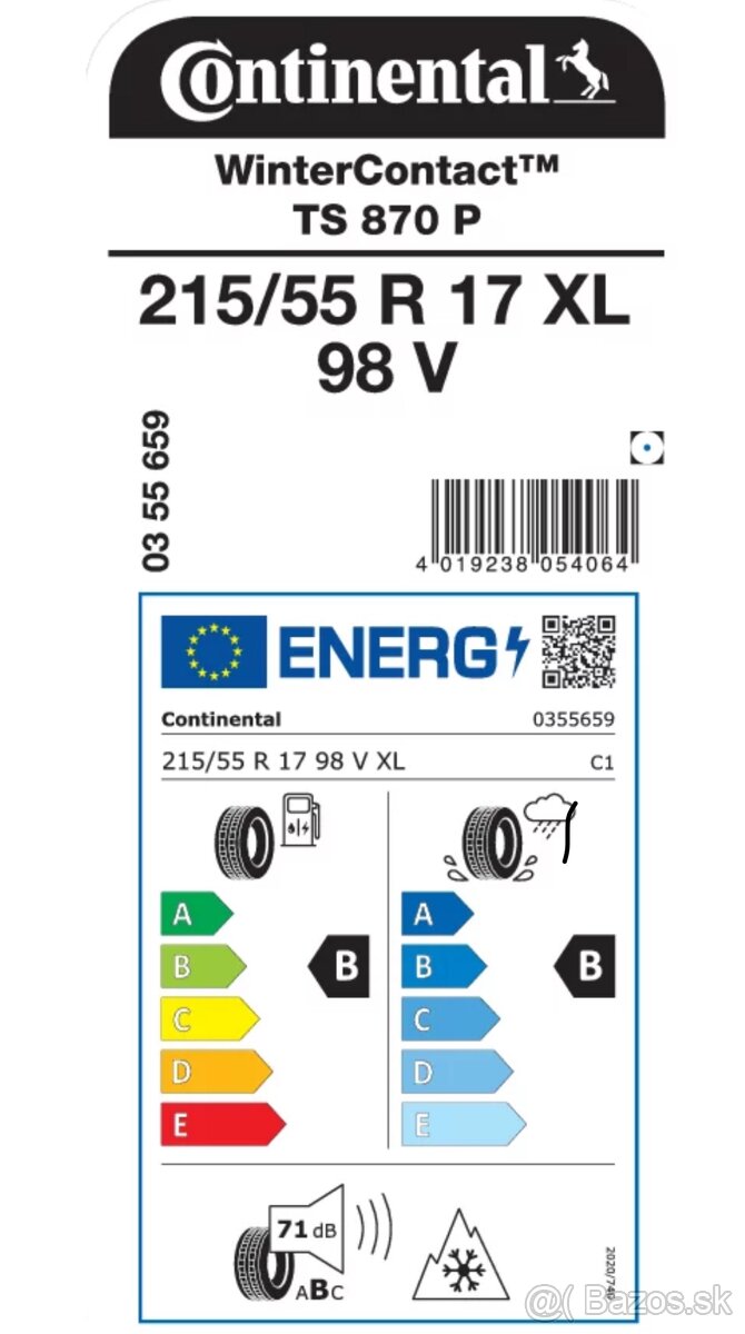 Continental 215/55R17V TS 870 P 98V XL
