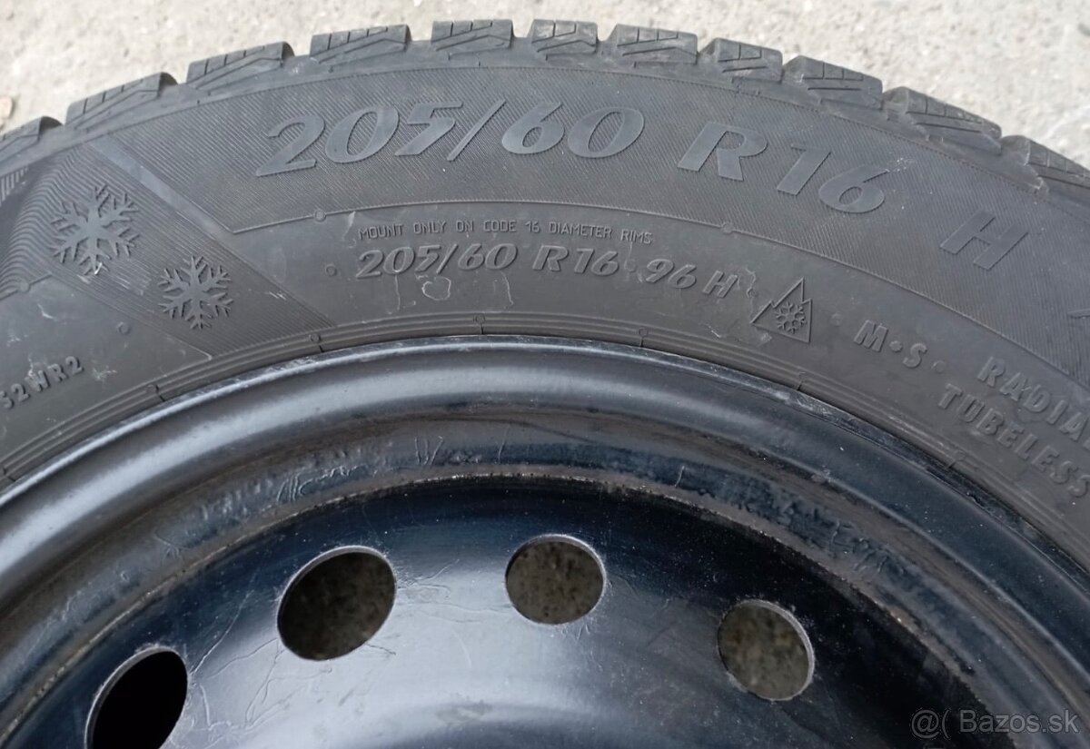 Predám zimné pneumatiky na diskoch 205/60 R16