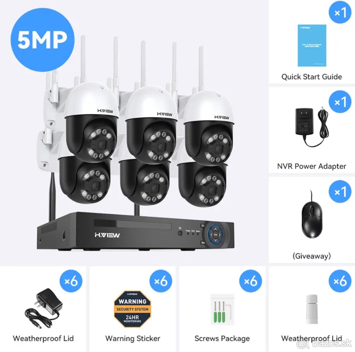 IP WIFI 5Mpx SET 6KS otočné kamery s nočným videním.