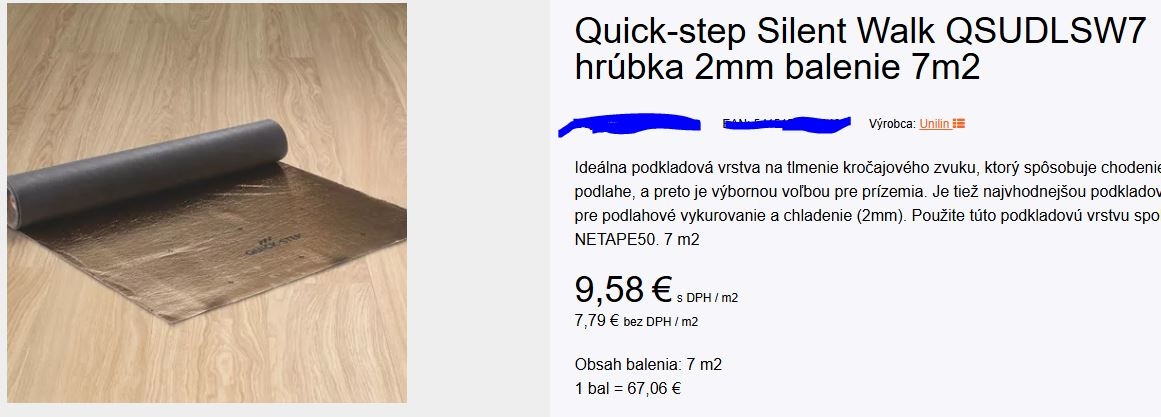 Podložka pod laminat Quick Step silent walk 7m