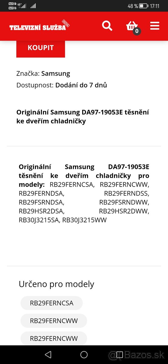 Tesnenie chladničky a mrazničky Samsung