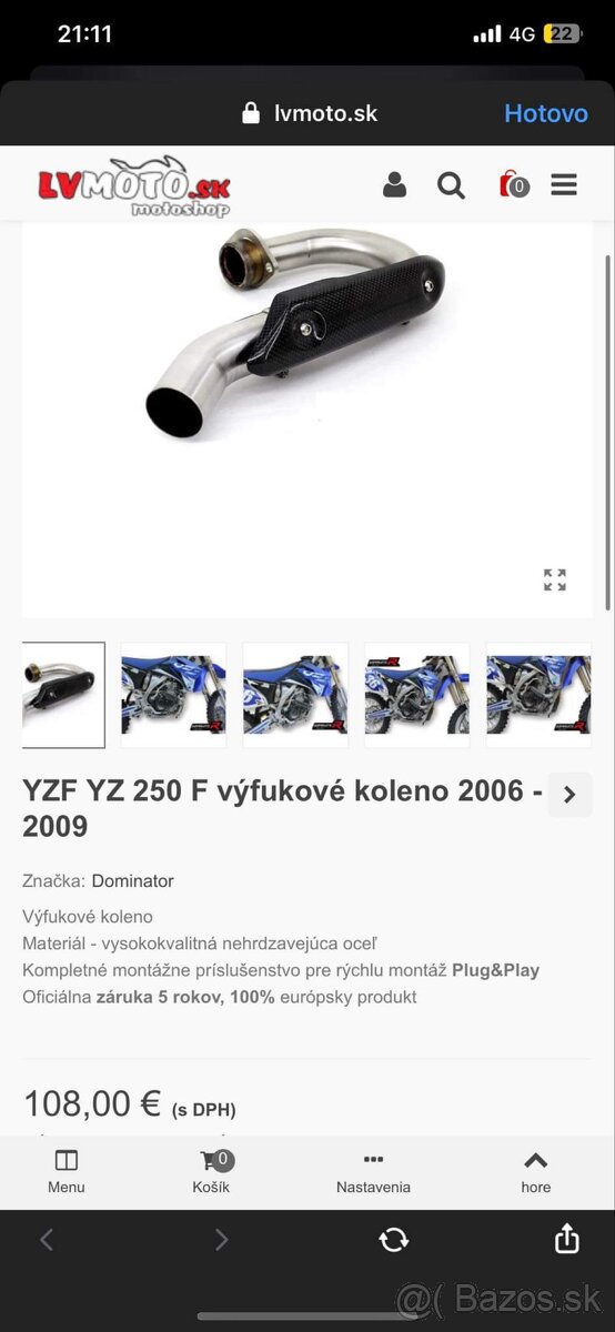 Yamaha 250 2013 Výfukové koleno