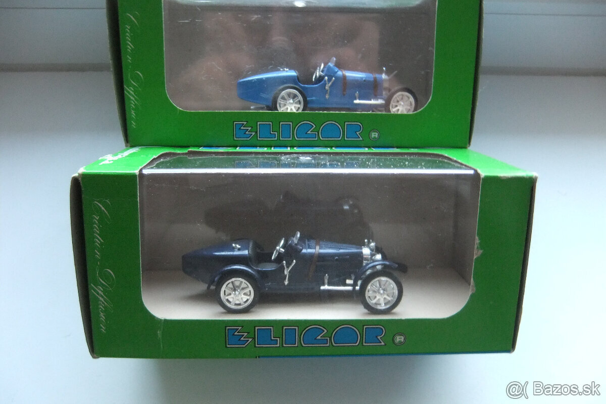 Pretekarske Bugatti od f.ELIGOR a BRUMM mierka 1:43