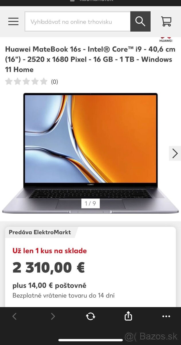 NOVA CENAPredam novy matebook Huawei Nova cena AKCIA