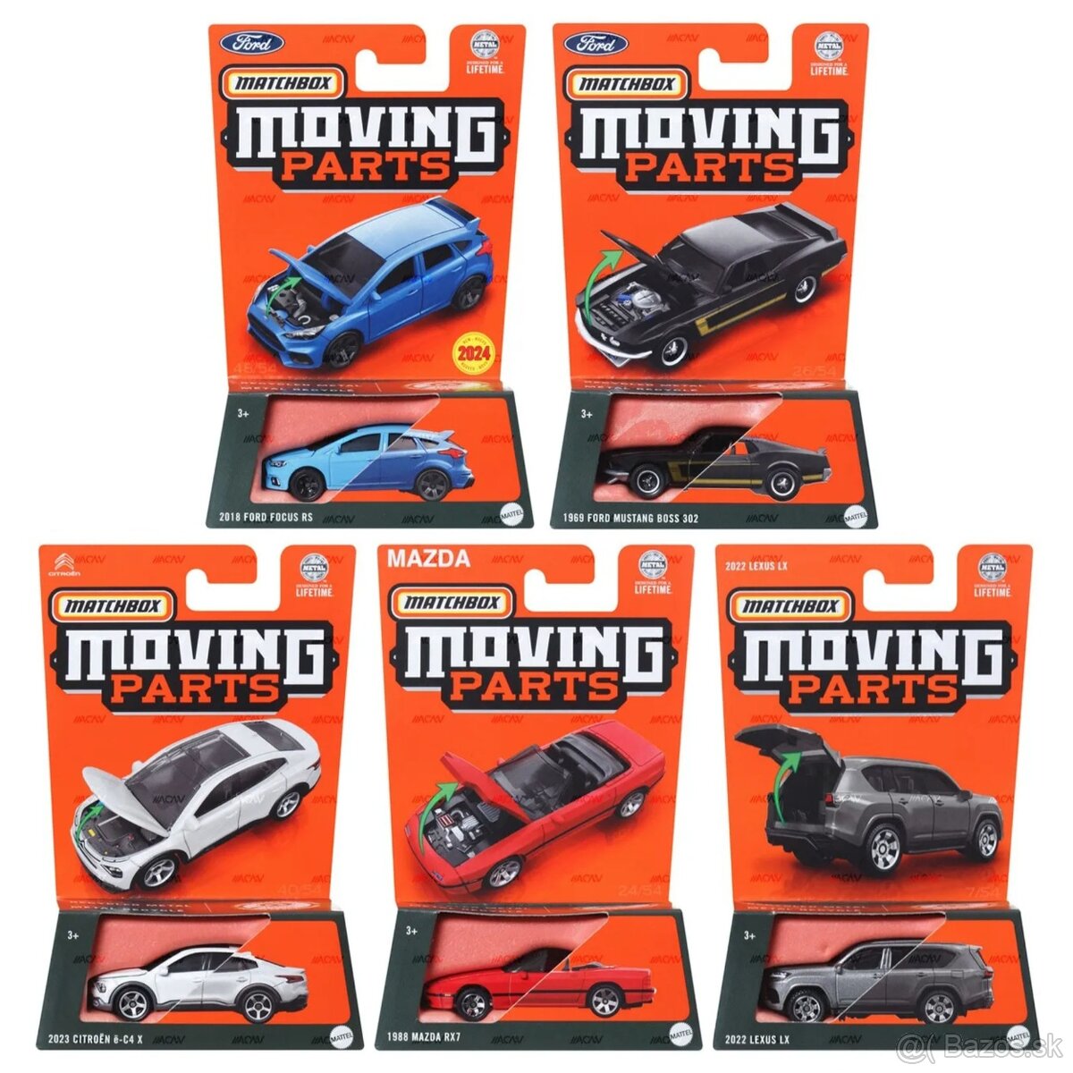 Matchbox Moving Parts - Focus, Mustang, Mazda RX7, ...