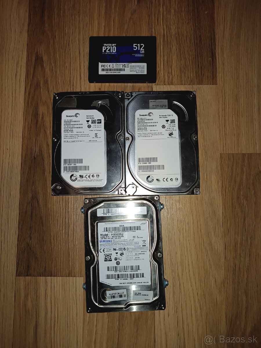 3 hard disky 500gb a 1 SSD 512gb čítajte popis