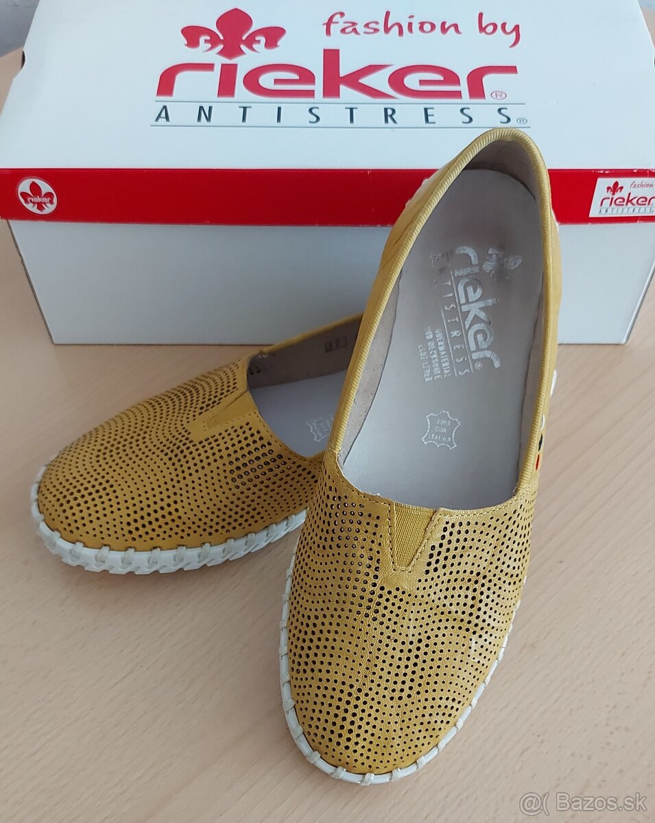 priedušné kožené espadrilky RIEKER dámske antistres,  37