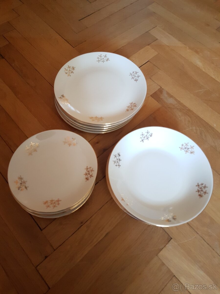 18 dielny set retro porcelánových tanierov Bohemia