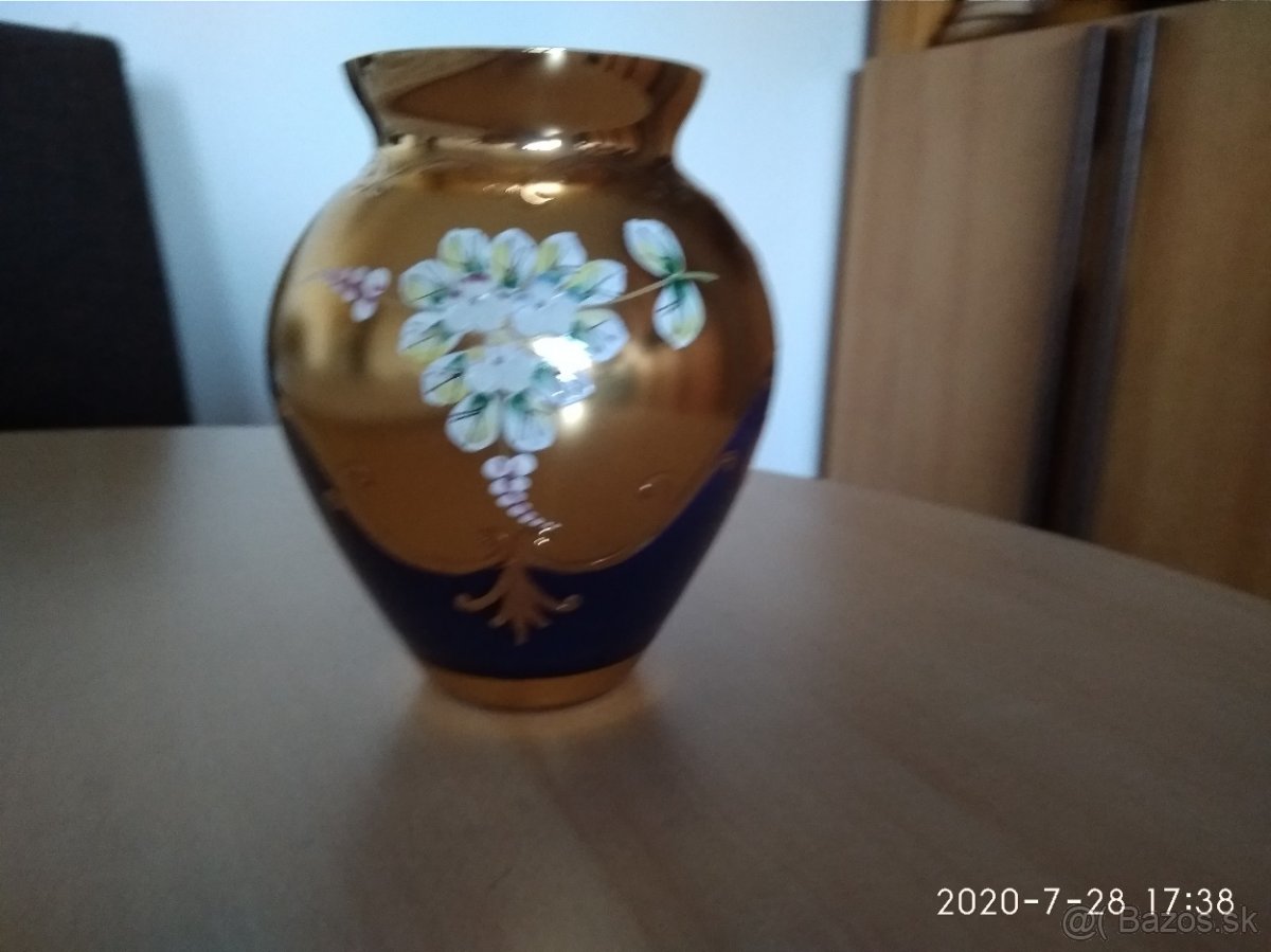 Váza novoborské sklo, vysoký smalt, novodobá