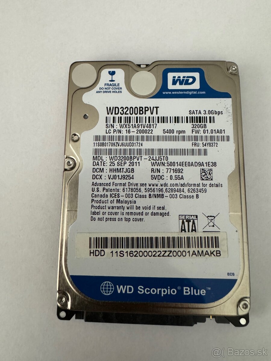 #06 - Predám SATA disk WD 320GB 2,5" 5400RPM