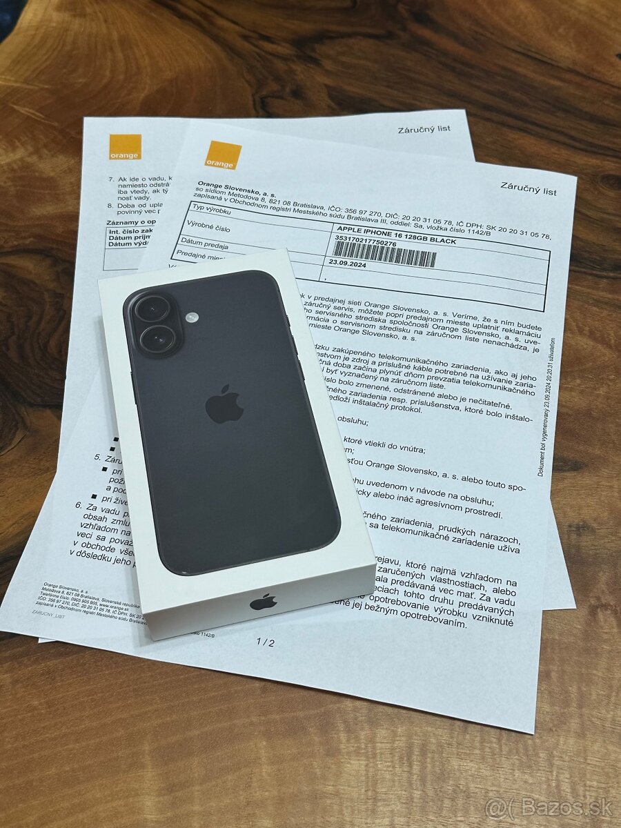 iPhone 16 128gb Zabalený 2r záruka Black