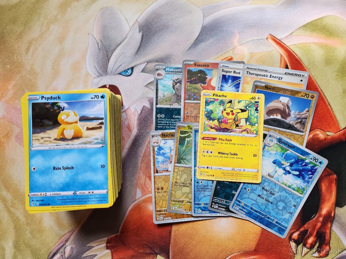 Pokemon karty 200 kusový balík + Pikachu (13 eur)