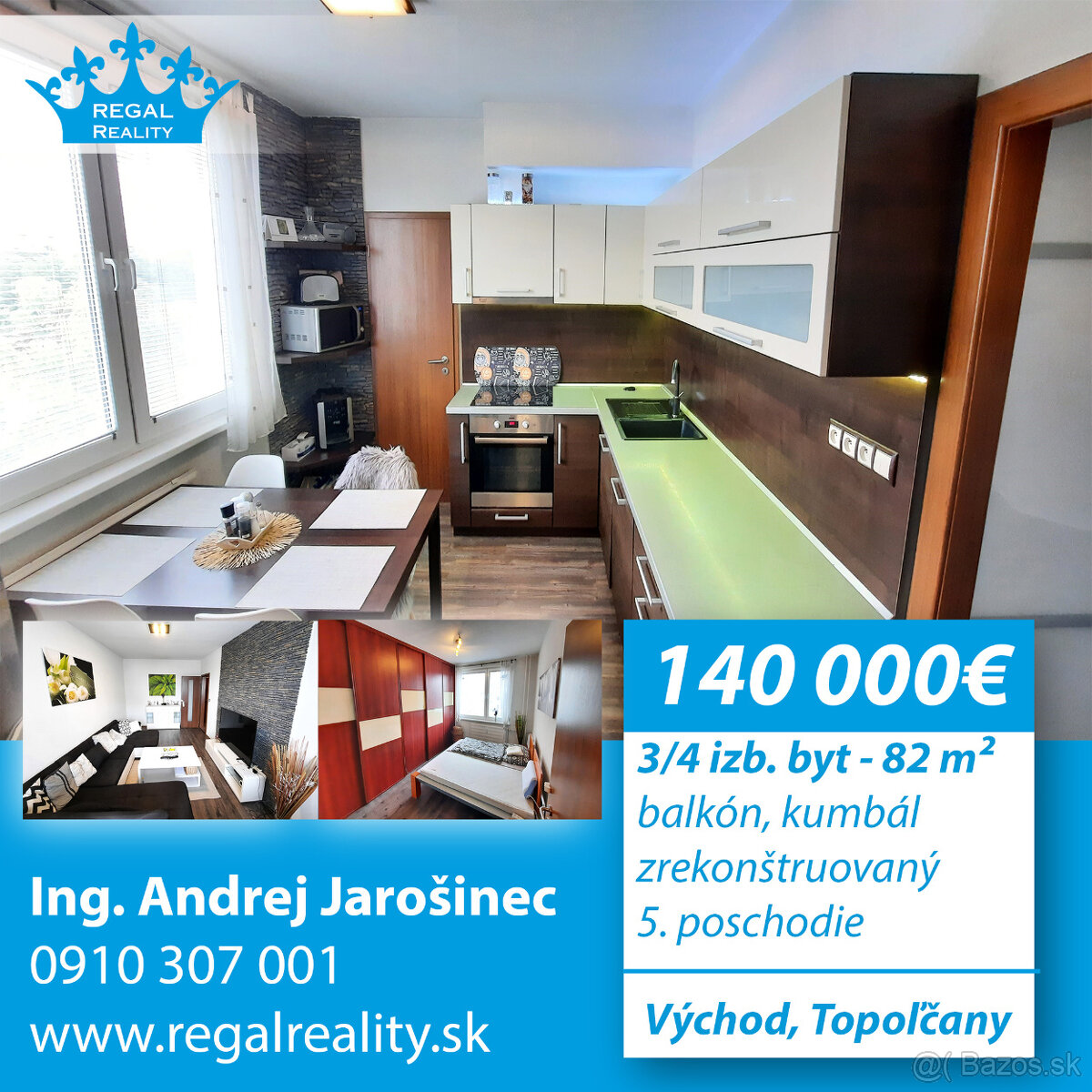 Zrekonštruovaný  3/4-IZB.  BYT, 82 m2, Balkón, Topoľčany