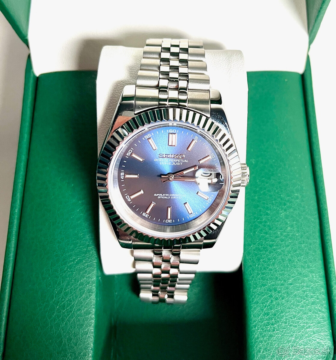 Luxusne Automaticke  SEIKO MOD DATEJUST BLUE 