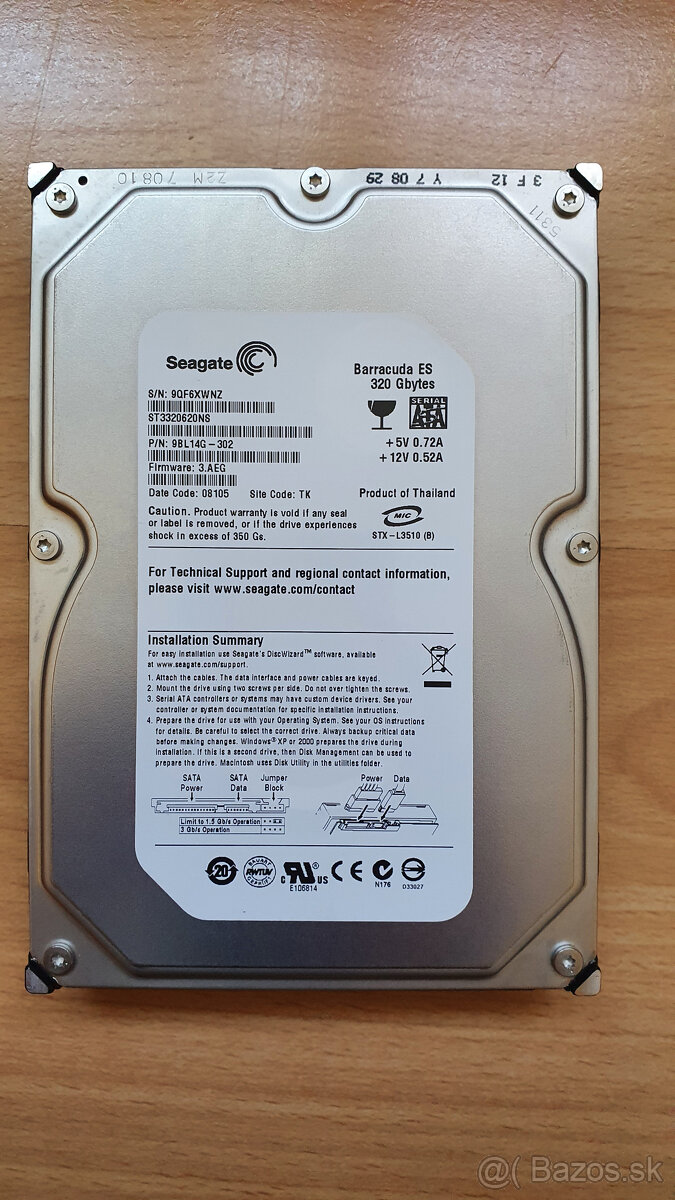 HDD 3,5 Seagate 320GB SATA ST3320620NS - 9QF6XWNZ