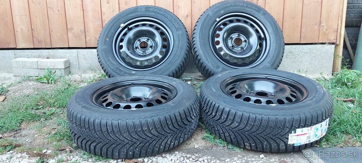 Plechové disky Opel 5x105 a zimné Hankook 195/65 R15