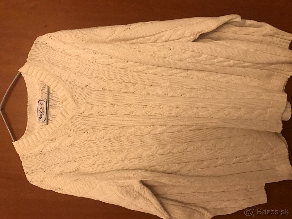 BURBERRY originál vintage snehobiely pánsky sveterik XL