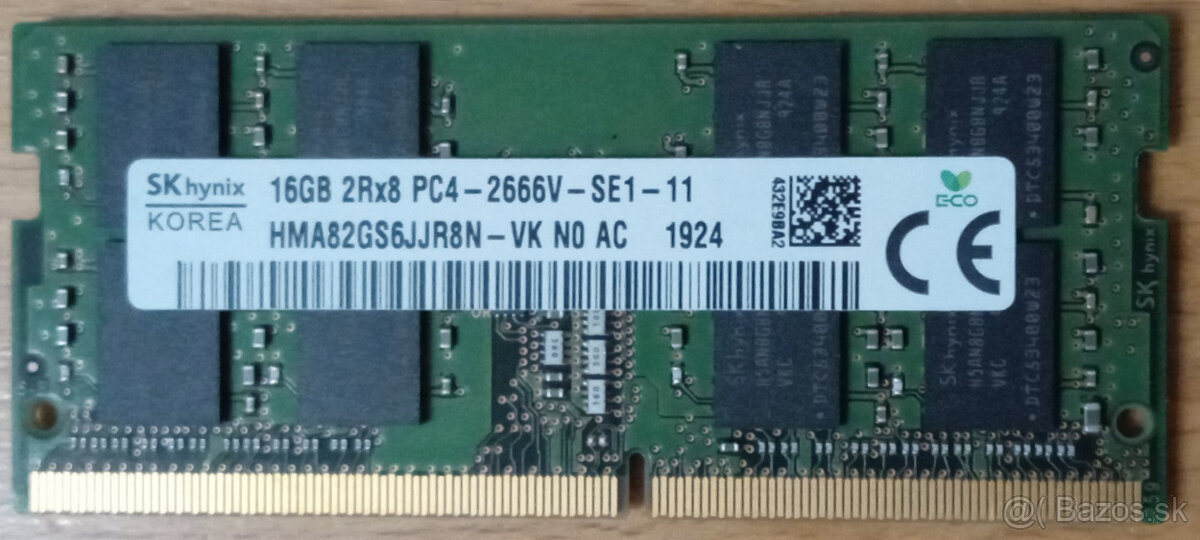 Predam 16 GB notebookovu DDR 4-ku zn. Hynix