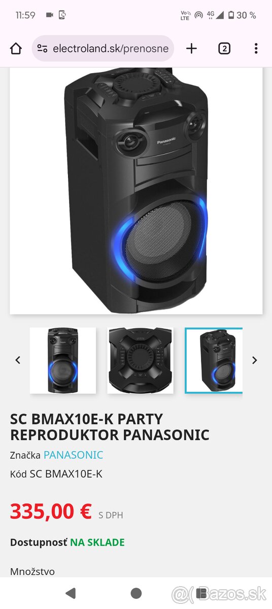 Aktívna bedna Panasonic cd tmax10