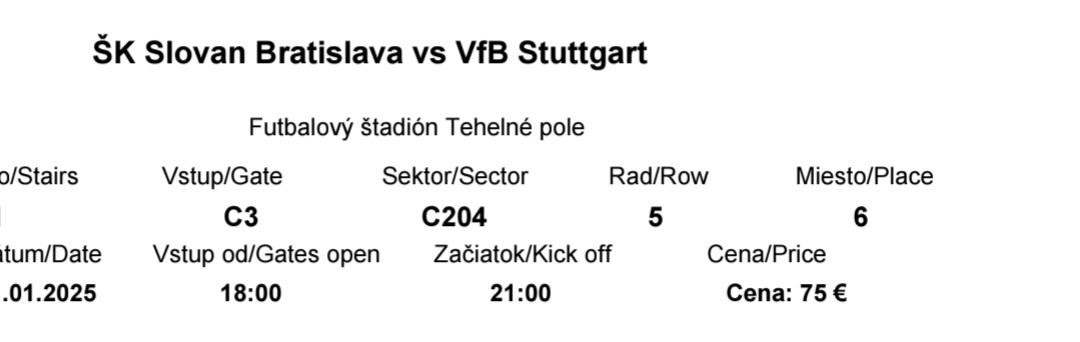 Slovan Bratislava - Stuttgart LIGA MAJSTROV