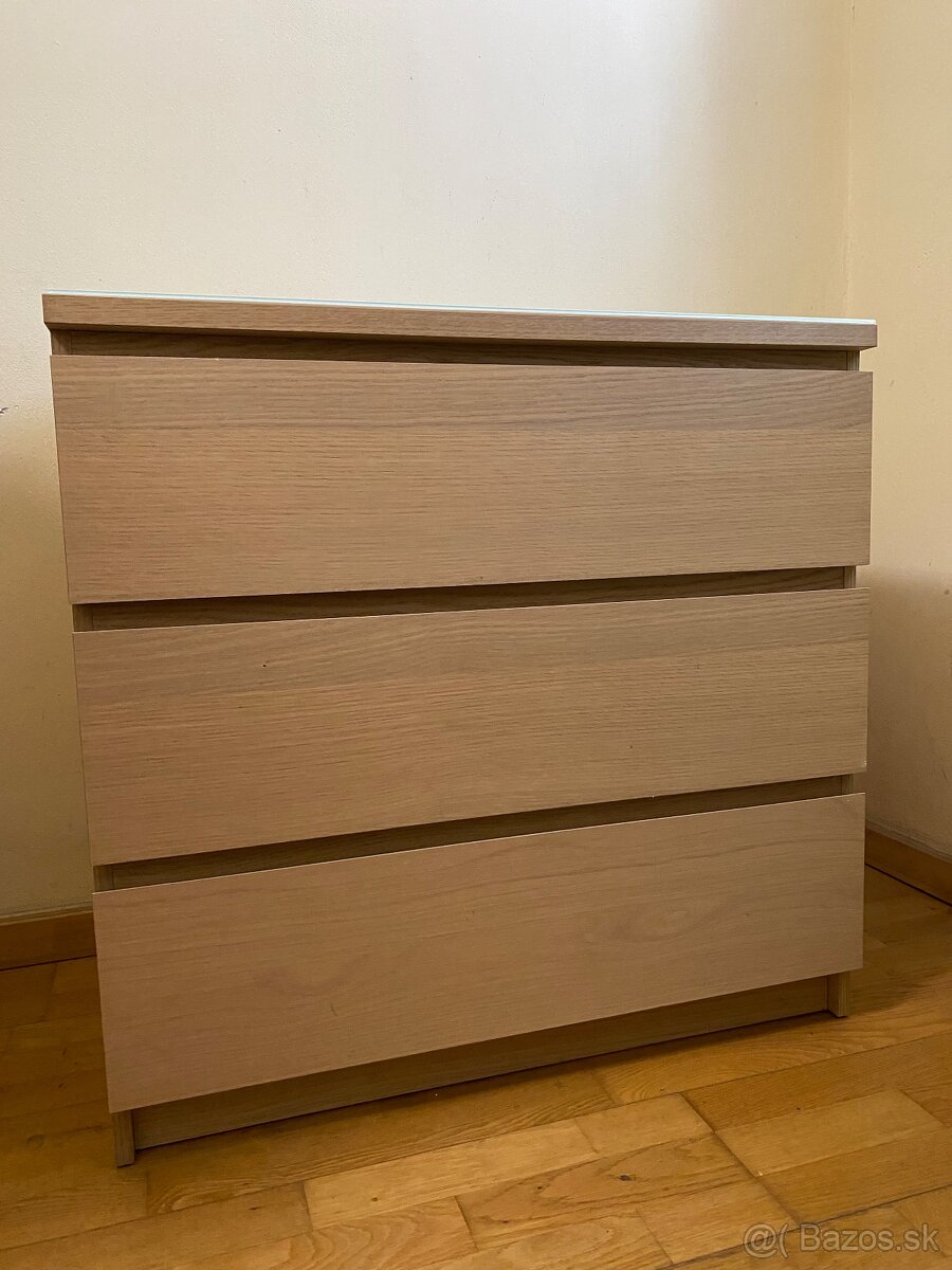 Hnedá komoda s 3 zásuvkami (MALM IKEA)