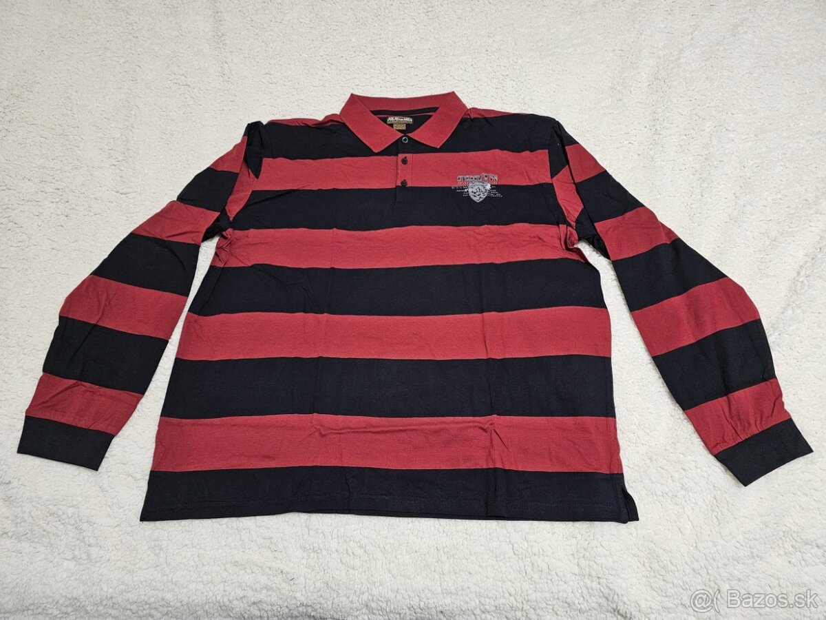 Pánske pruhované polo tričko (vínovo-čierne), veľkosť 4XL