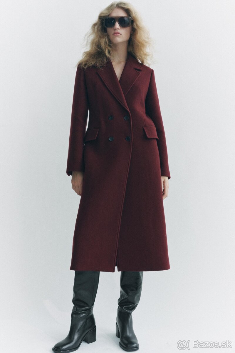 ZARA burgundy dlhý kabát