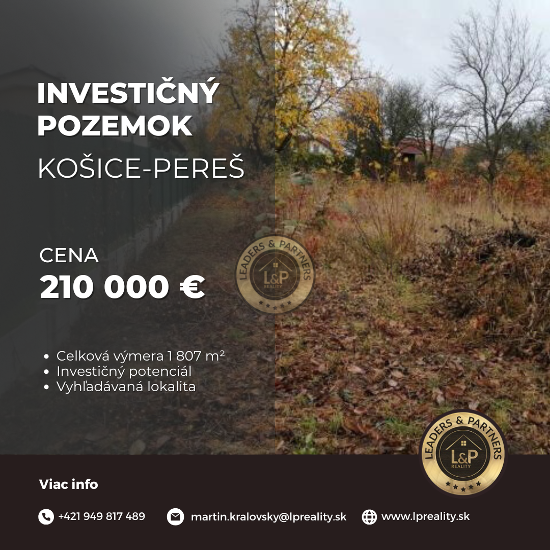 Na predaj komerčný pozemok, Košice-Pereš, 1807 m²