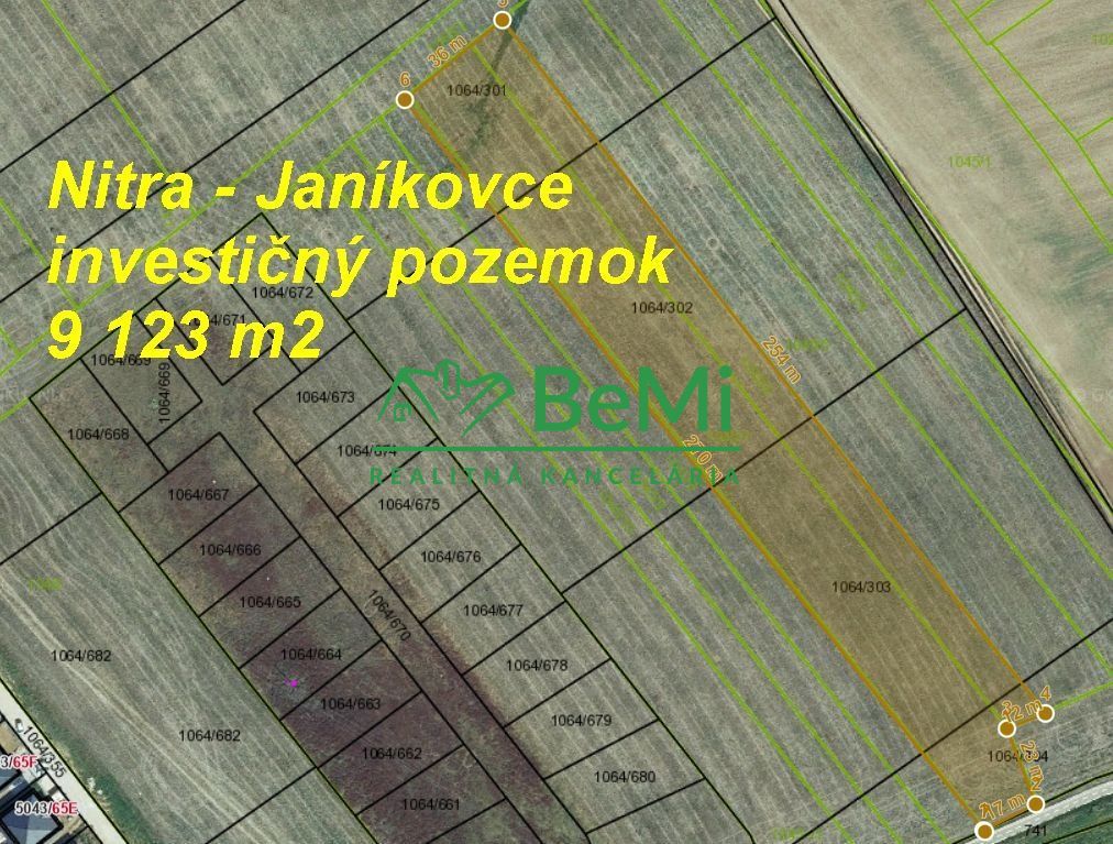 Nitra Janíkovce - investičný pozemok 9 123 m2   ID 494-14-MI