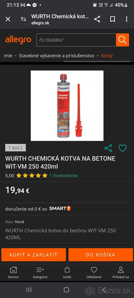 Chemicka kotva Wurth Wit-VM 250