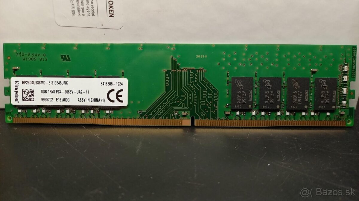 8GB DDR4 RAM Kingston pre PC, 1Rx8 PC4-2666V-UA2-11