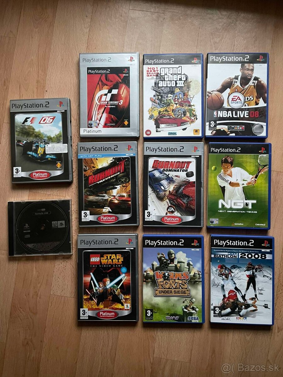 balíček 10 hier pre Playstation 2 (GTA, F1, Gran Turismo)