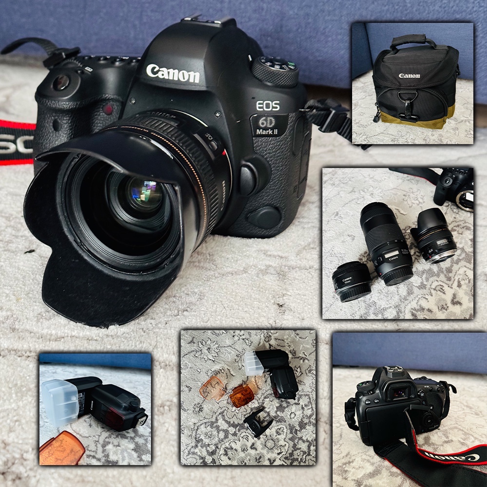 Canon EOS 6D Mark II + EF 28mm, 70-300mm, 50mm + EXTRA