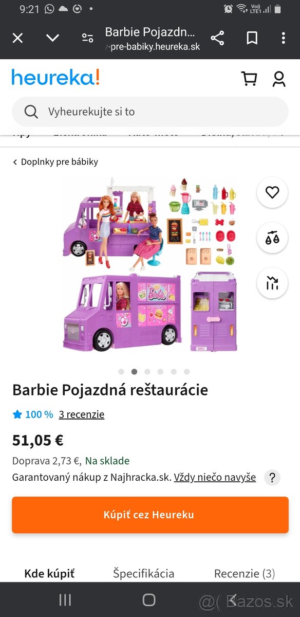 Barbie pojazdná reštaurácia