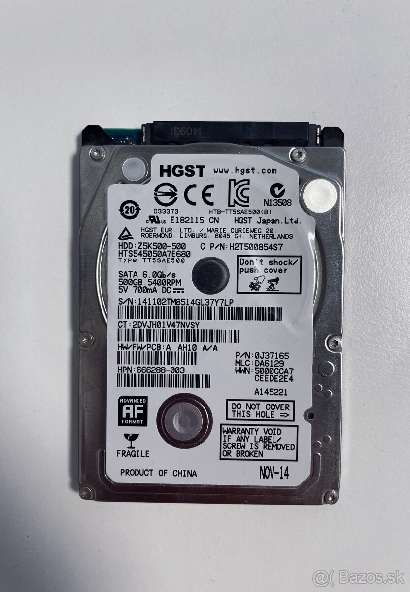 Hitachi 2,5” 500GB 5400RPM