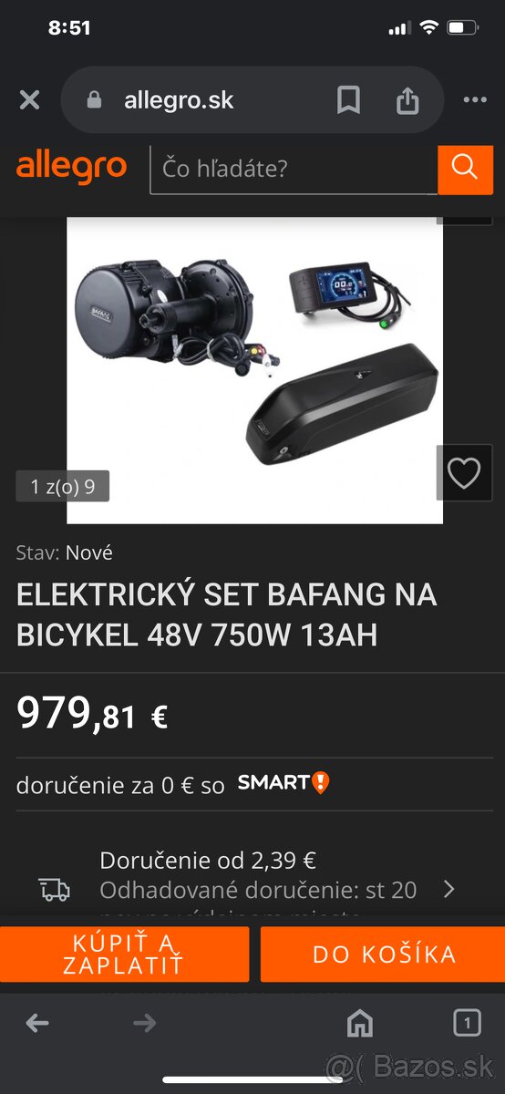 Elektrosada Bafang 48v 750watt so stredovým motorom