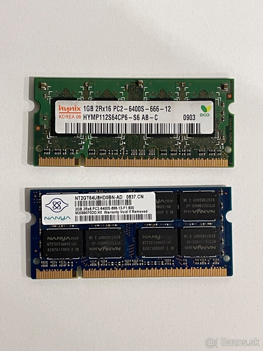 RAM Nanya 2GB 2Rx8 PC2-6400S-666-13-F1, DDR2, 800Mhz,