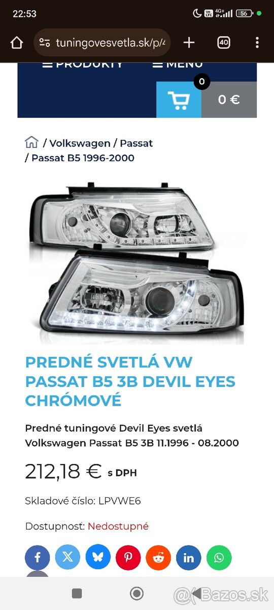 Predám svetlá Devil eyes Passat B5