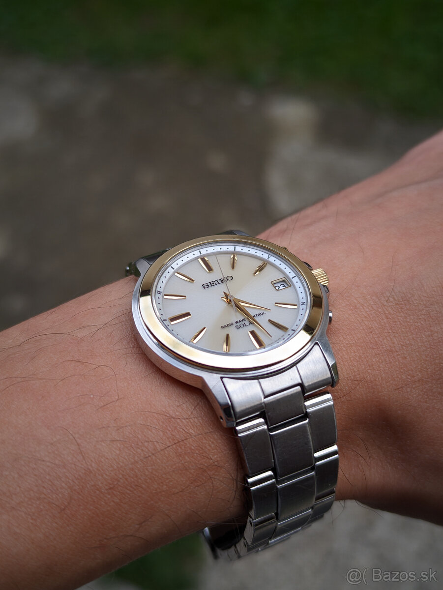 Seiko Brightz SBTM170, solárne, strieborno-zlaté, zafír