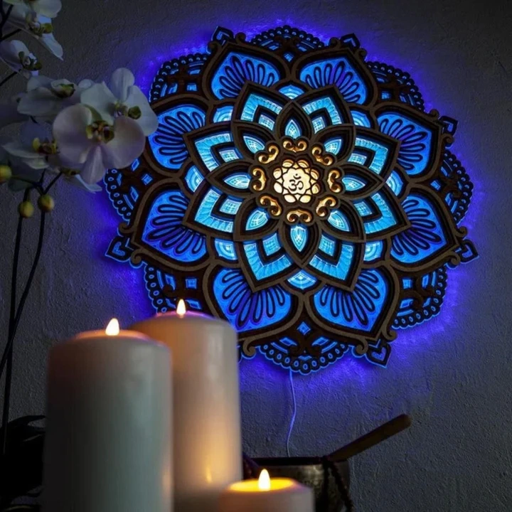 Svetelná lampa Mandala s lotosovým kvetom