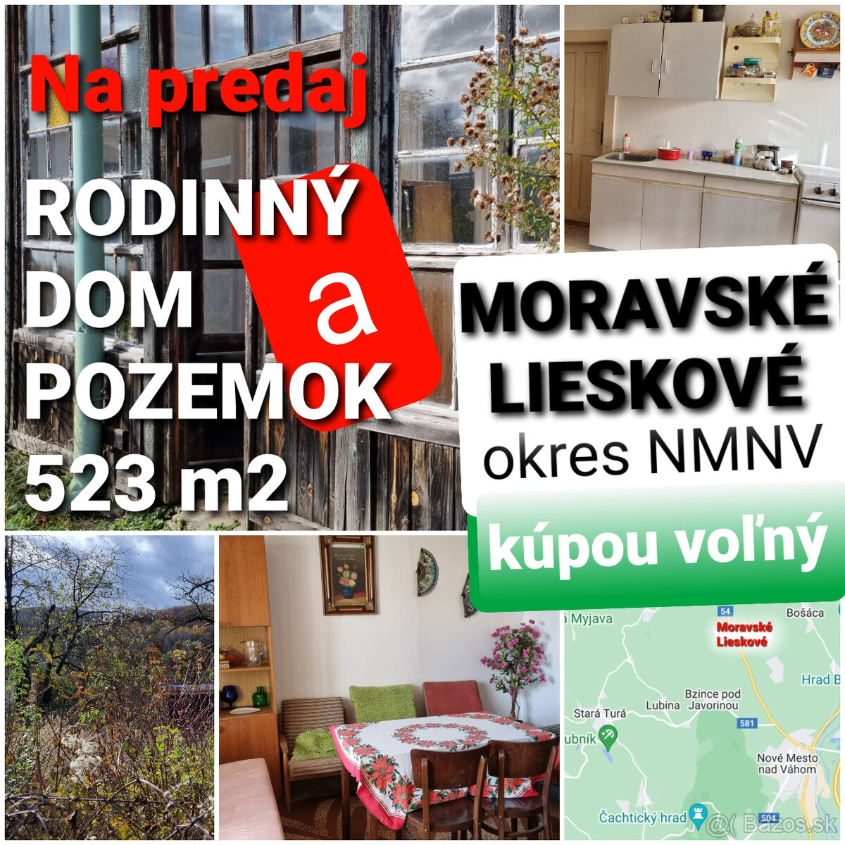 RODINNÝ DOM -CHALÚPKA a POZEMOK 523m2 MORAVSKÉ LIESKOVÉ-NMNV