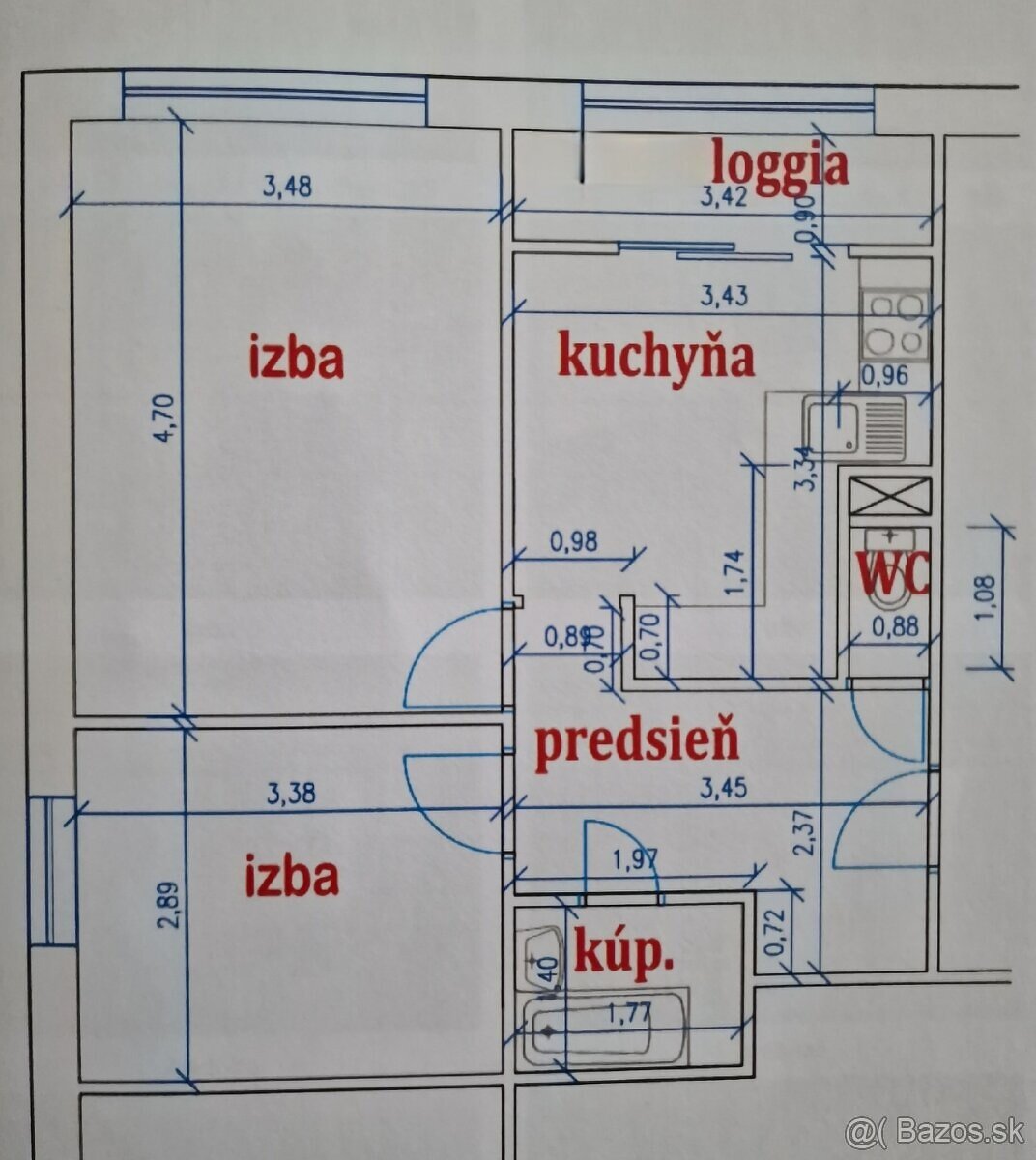 2-izbový byt pri Jazere, prenájom